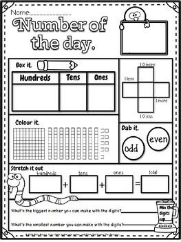 NUMBER OF THE DAY worksheet.(freebie) by Eye Popping Fun Resources